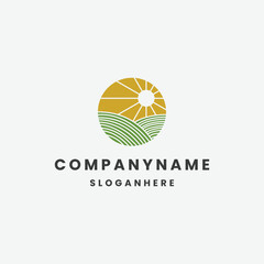 Sun farm logo icon design template vector illustration