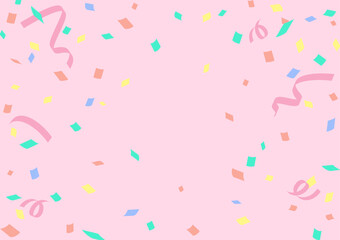 パステルカラーの紙吹雪が舞う可愛らしい背景素材