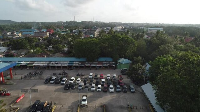 Bintan, Riau Island, Indonesia - Feb 22, 2023: Aerial of Tanjunguban port or harbour with KMP Bahtera Nusantara 03