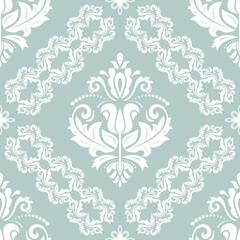Classic seamless vector pattern. Damask orient light blue and white ornament. Classic vintage background. Orient pattern for fabric, wallpapers and packaging