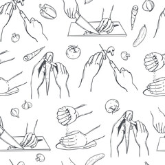 Fototapeta premium Hands preparing food.