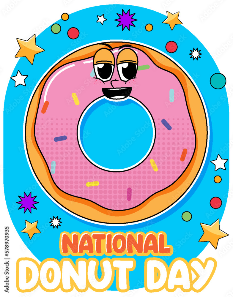 Wall mural happy doughnut day in june logo