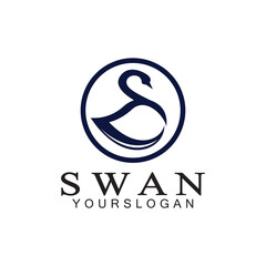 Swan logo icon design template- vector illustration