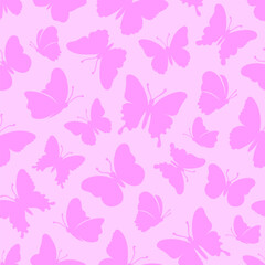 Butterflies seamless pattern, Vector illustration butterflies pink background