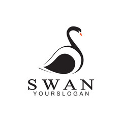 Swan logo icon design template- vector illustration