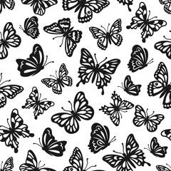 Fototapeta na wymiar Butterflies Pattern, Vector illustration of a seamless background of butterflies