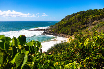 Beautiful paradise little beach with golden sand and azure water - Second Bay in Sunshine Coast....