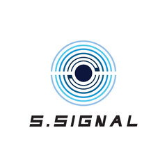 S letter for signal  wifi connection logo design concept on white background