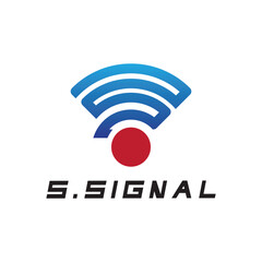 S letter for signal  wifi connection logo design concept on white background