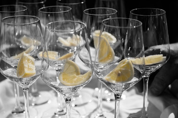 drinking glasses at a wedding. wedding celebration.