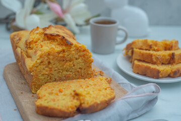 sweet home made carrot loaf cake 