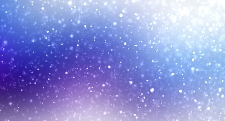 Soft snow falling on blue wavy background wide format. Blur texture abstract graphic.