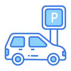Parking board with car, vector design of car parking in editable style