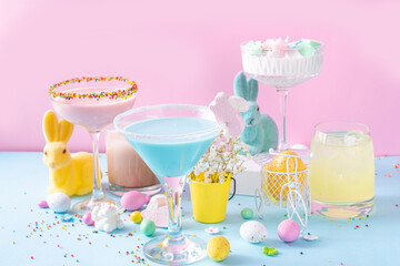 Colorful Easter party mocktails