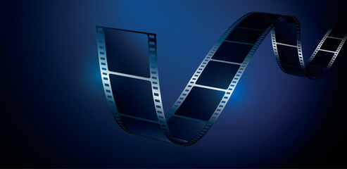 sfondo, cinema, pellicola cinema su sfondo blu	 - obrazy, fototapety, plakaty