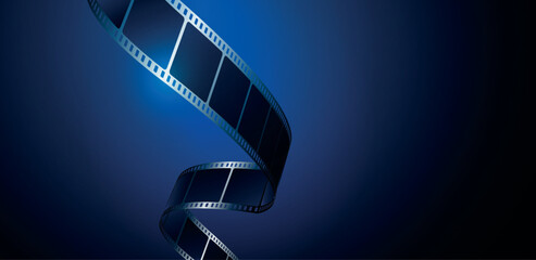 sfondo, cinema, pellicola cinema su sfondo blu	 - 578975529