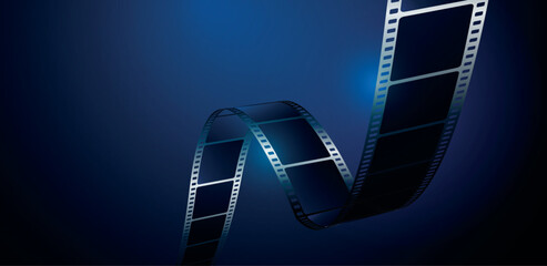 sfondo, cinema, pellicola cinema su sfondo blu	 - obrazy, fototapety, plakaty