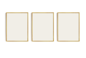 Frame Set Mockup Gold Frames PNG Isolated Poster Mock Up Gallery Wall