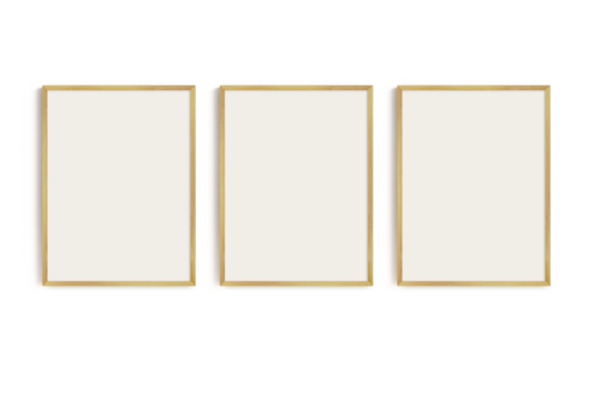 Frame Set Mockup Gold Frames PNG Isolated Poster Mock Up Gallery Wall