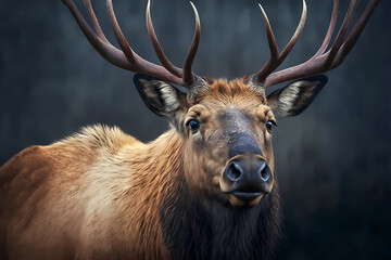 Elk portrait. Generative ai design.