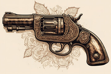 Vintage Gun. Retro Pistol Musket, Generative AI. - obrazy, fototapety, plakaty