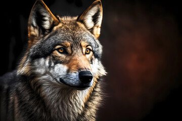 Obraz premium Wolf portrait. Generative ai design.