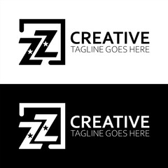 Initial Letter ZZ logo design template With Box
