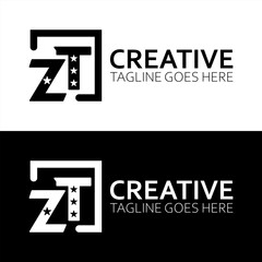 Initial Letter ZT logo design template With Box
