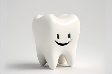 Tooth with a smiling face. Generative ai design.