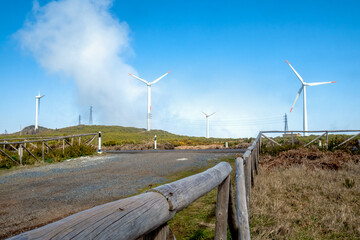 Fototapeta na wymiar Paul de Serra plateau, central part of Madeira island, Portugal, with its wind mills power plant
