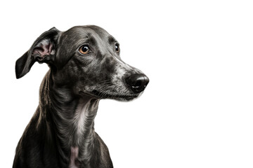 Most beautifu greyhound dog isolated on transparent background. PNG. Portrait of a cute dog. Digital ai art