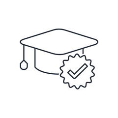 The required set of knowledge and skills. Career and professional growth. Vector linear icon isolated on white background.