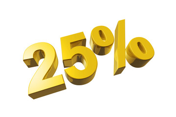 25% off discount offer. 3D illustration isolated on transparent background. Promotional price rate