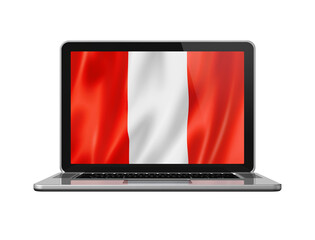 peruvian flag on laptop screen isolated on white. 3D illustration
