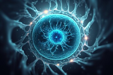 Obraz premium Space universe in a human brain cell. Structure of the human brain synapses. Generative AI 