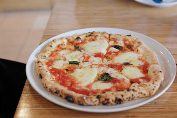 pizza margherita with cheese and tomatoes