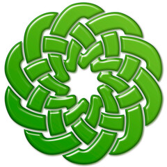 Circular Celtic sign, Irish green. Symbol made with Celtic knots to use in designs for St. Patrick's Day.