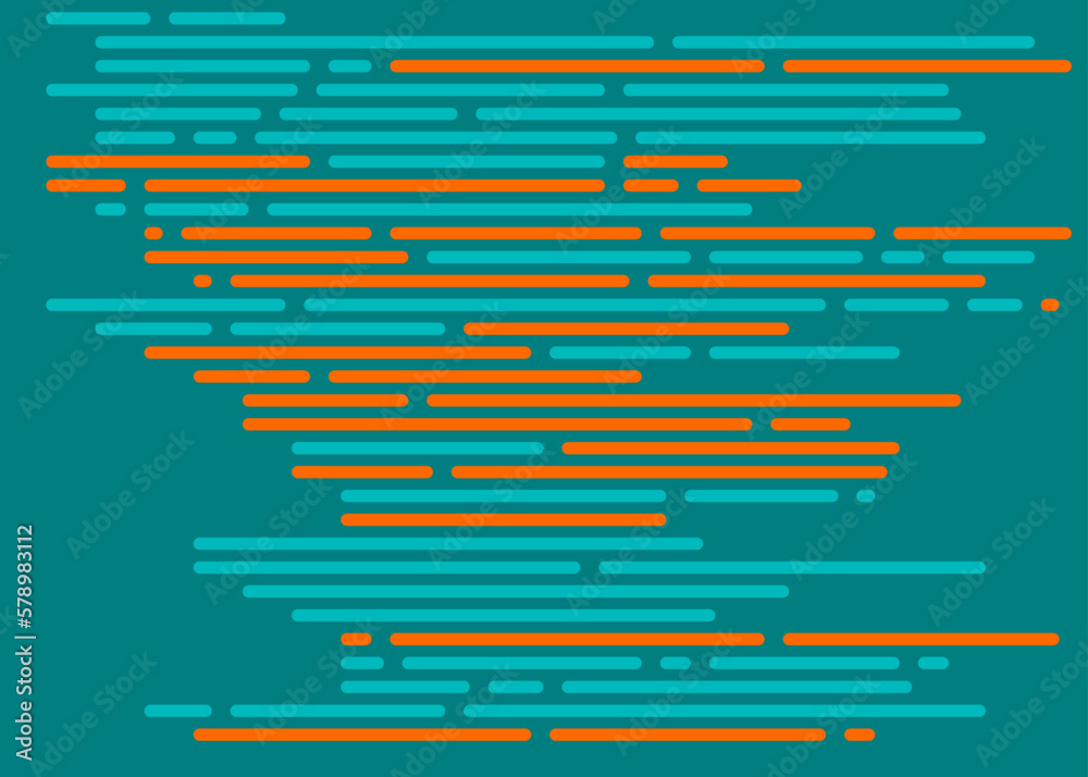 Wall mural code on screen vector illustration, flat cartoon coding lines simulation