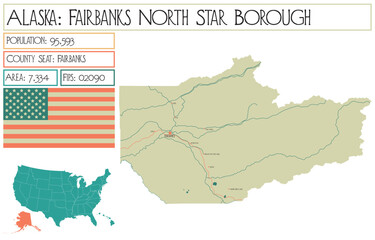 Large and detailed map of Fairbanks North Star Borough in Alaska, USA.
