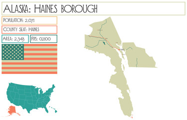 Large and detailed map of Haines Borough in Alaska, USA.