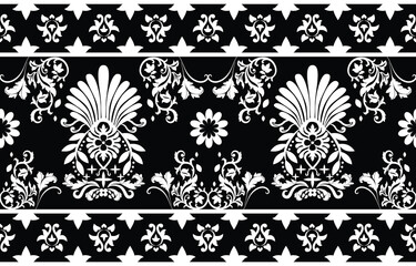 Ethnic India pattern oriental style, Traditional Ethnic India seamless pattern with damask ornament, Indian motif, floral elements design for tile pattern, carpet, background.