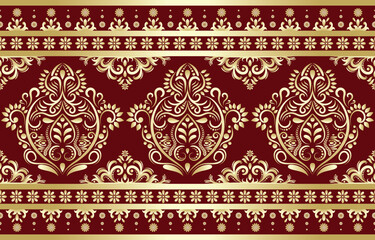 Ethnic India pattern oriental style, Traditional Ethnic India seamless pattern with damask ornament, Indian motif, floral elements design for tile pattern, carpet, background.
