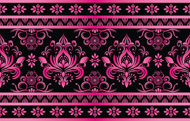 Ethnic India pattern oriental style, Traditional Ethnic India seamless pattern with damask ornament, Indian motif, floral elements design for tile pattern, carpet, background.