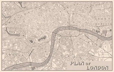 Vintage Historical map of London. Vector illustration. - 578984318