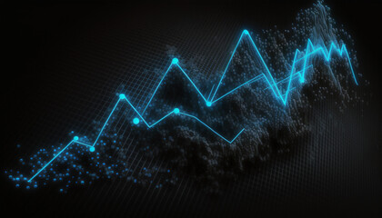 illustration Business success and growth concept.Stock market business graph chart on digital screen.Forex market, Gold market. Generative AI.