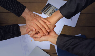 Businessteam of deal which handshake man and Success concept of handshaking after successful deal...