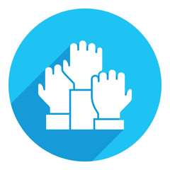 Core values concept with punch. flat icon. long shadow design. blue background.