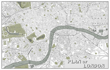 Vintage Historical map of London. Vector illustration.