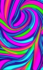 Obraz premium Bright dynamic background with colourful wavy lines. Generative AI. Digital image with a psychedelic stripes. Neon backdrop