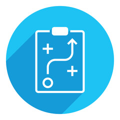 Strategy concept. flat icon. long shadow design. blue background.